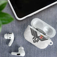 Rugby Fiji AirPods Case Fijian Masi Tribal Sporty Style White Color - Polynesian Pride