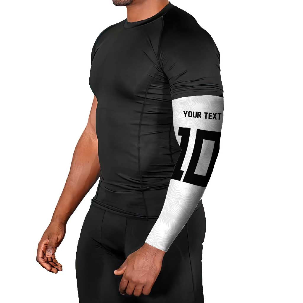 Custom Rugby Fiji Arm Sleeves Fijian Masi Tribal Sporty Style White Color - Polynesian Pride