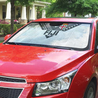 Rugby Fiji Auto Sun Shade Fijian Masi Tribal Sporty Style White Color LT03 - Polynesian Pride