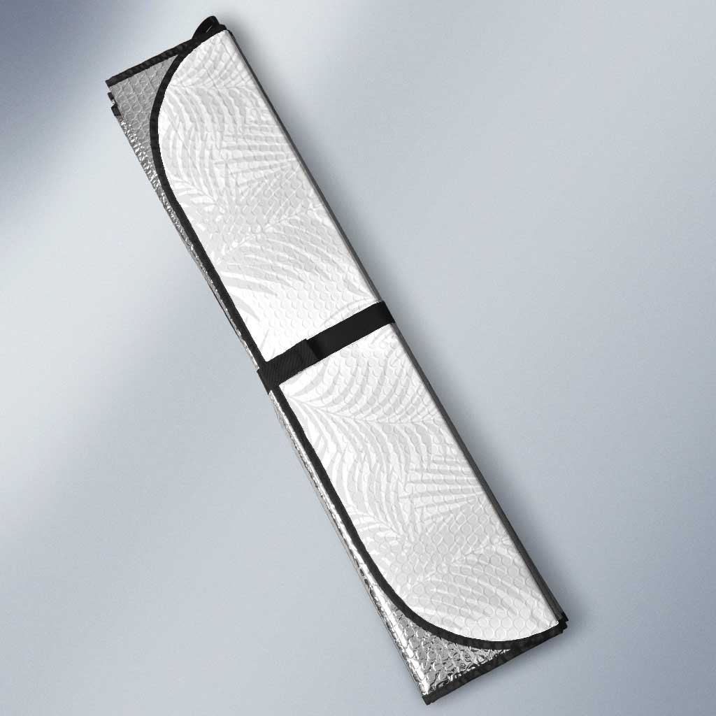 Rugby Fiji Auto Sun Shade Fijian Masi Tribal Sporty Style White Color LT03 - Polynesian Pride