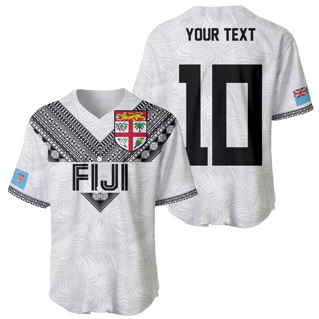 Custom Rugby Fiji Baseball Jersey Fijian Masi Tribal Sporty Style White Color LT03 - Polynesian Pride