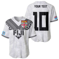 Custom Rugby Fiji Baseball Jersey Fijian Masi Tribal Sporty Style White Color LT03 - Polynesian Pride