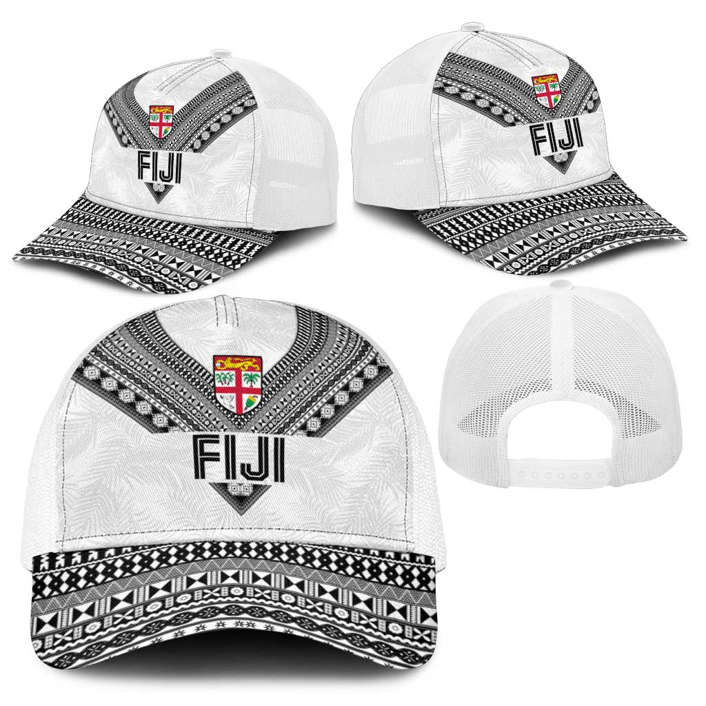 Rugby Fiji Baseball Net Cap Fijian Masi Tribal Sporty Style White Color - Polynesian Pride