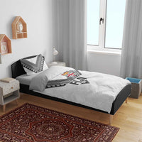 Rugby Fiji Bedding Set Fijian Masi Tribal Sporty Style White Color - Polynesian Pride