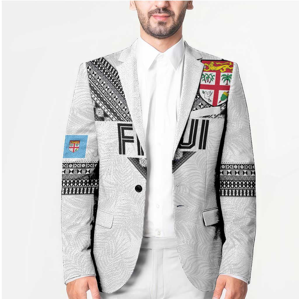 Custom Rugby Fiji Blazer Fijian Masi Tribal Sporty Style White Color - Polynesian Pride