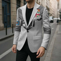 Custom Rugby Fiji Blazer Fijian Masi Tribal Sporty Style White Color - Polynesian Pride