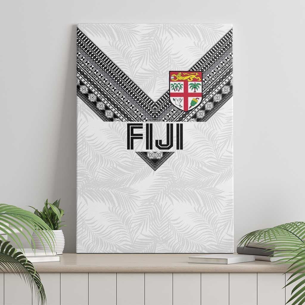 Rugby Fiji Canvas Wall Art Fijian Masi Tribal Sporty Style White Color - Polynesian Pride