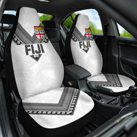 Rugby Fiji Car Seat Cover Fijian Masi Tribal Sporty Style White Color LT03 One Size White - Polynesian Pride