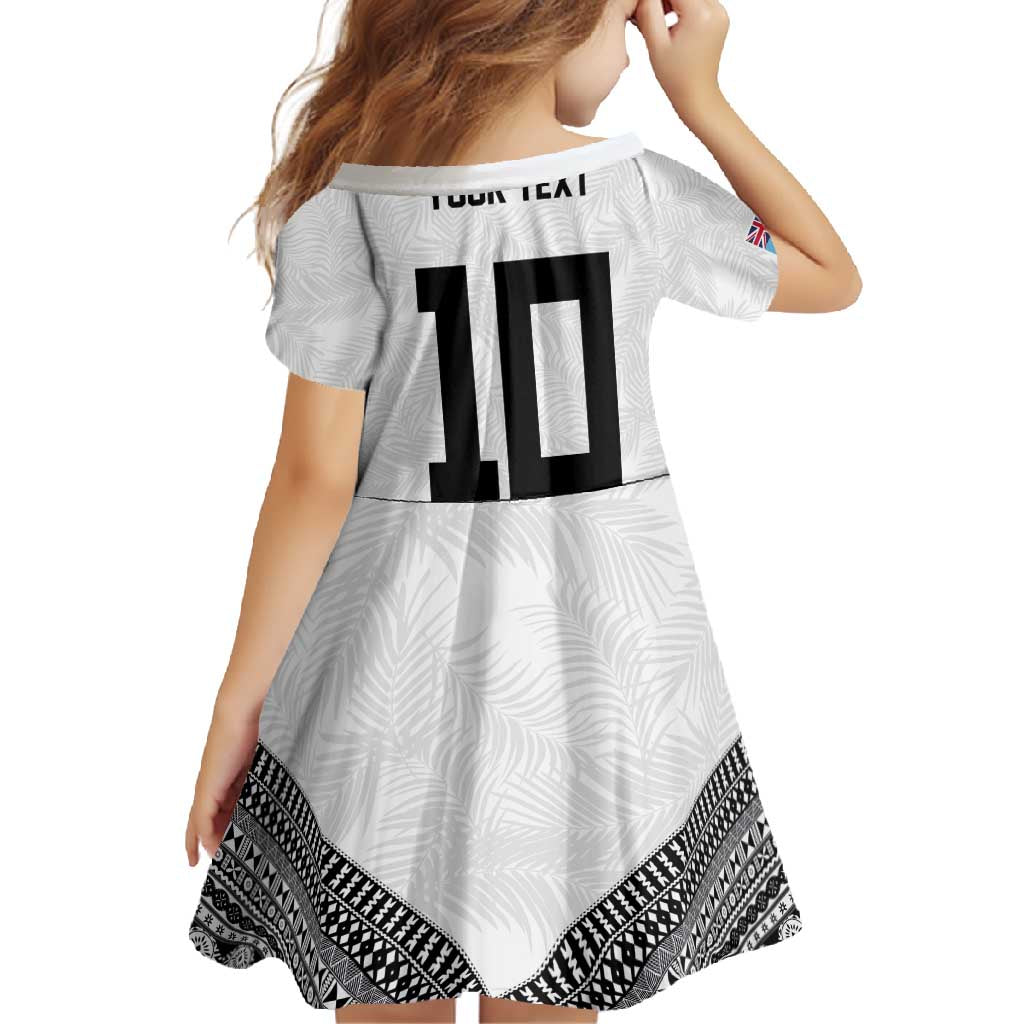 Custom Rugby Fiji Family Matching Mermaid Dress and Hawaiian Shirt Fijian Masi Tribal Sporty Style White Color - Polynesian Pride