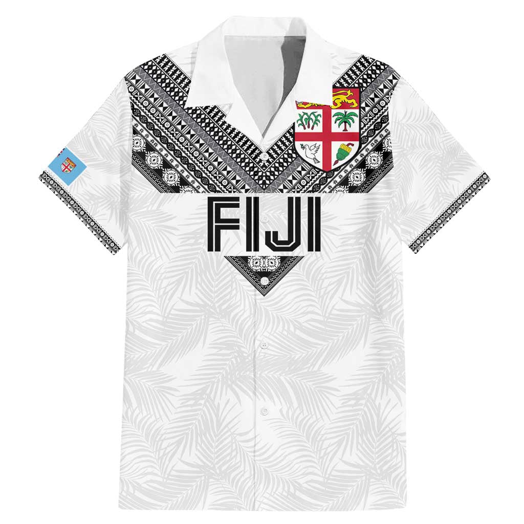 Custom Rugby Fiji Family Matching Mermaid Dress and Hawaiian Shirt Fijian Masi Tribal Sporty Style White Color - Polynesian Pride