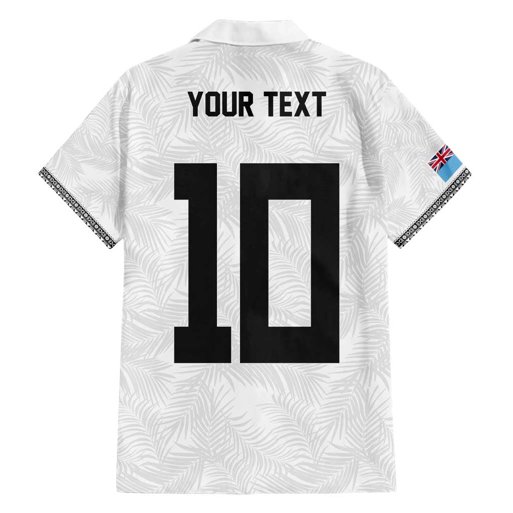 Custom Rugby Fiji Family Matching Off Shoulder Maxi Dress and Hawaiian Shirt Fijian Masi Tribal Sporty Style White Color - Polynesian Pride