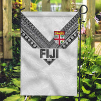 Rugby Fiji Garden Flag Fijian Masi Tribal Sporty Style White Color - Polynesian Pride