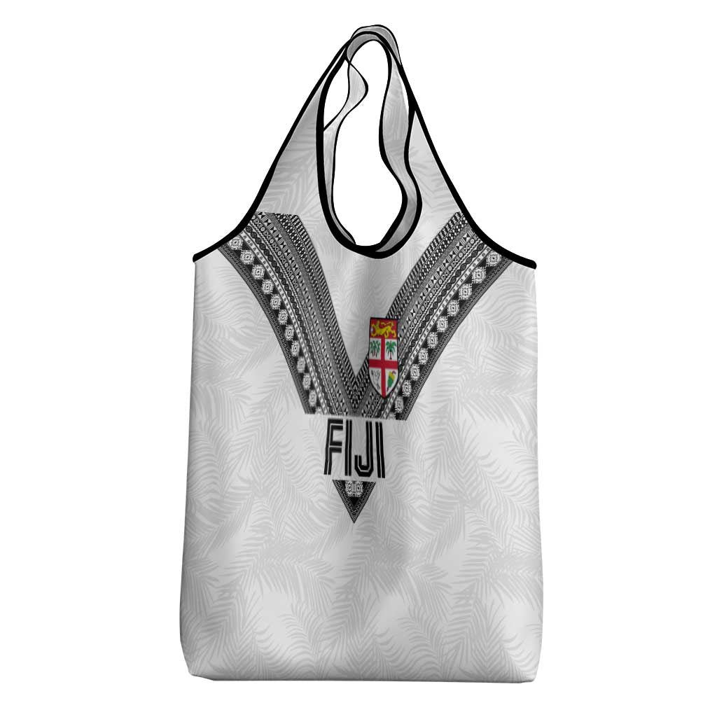 Rugby Fiji Grocery Bag Fijian Masi Tribal Sporty Style White Color - Polynesian Pride