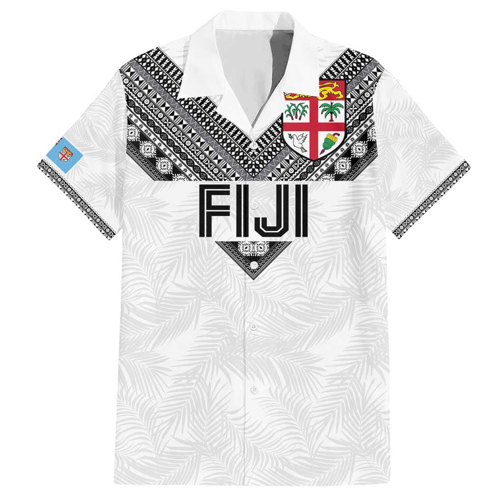 Custom Rugby Fiji Hawaiian Shirt Fijian Masi Tribal Sporty Style White Color LT03 White - Polynesian Pride