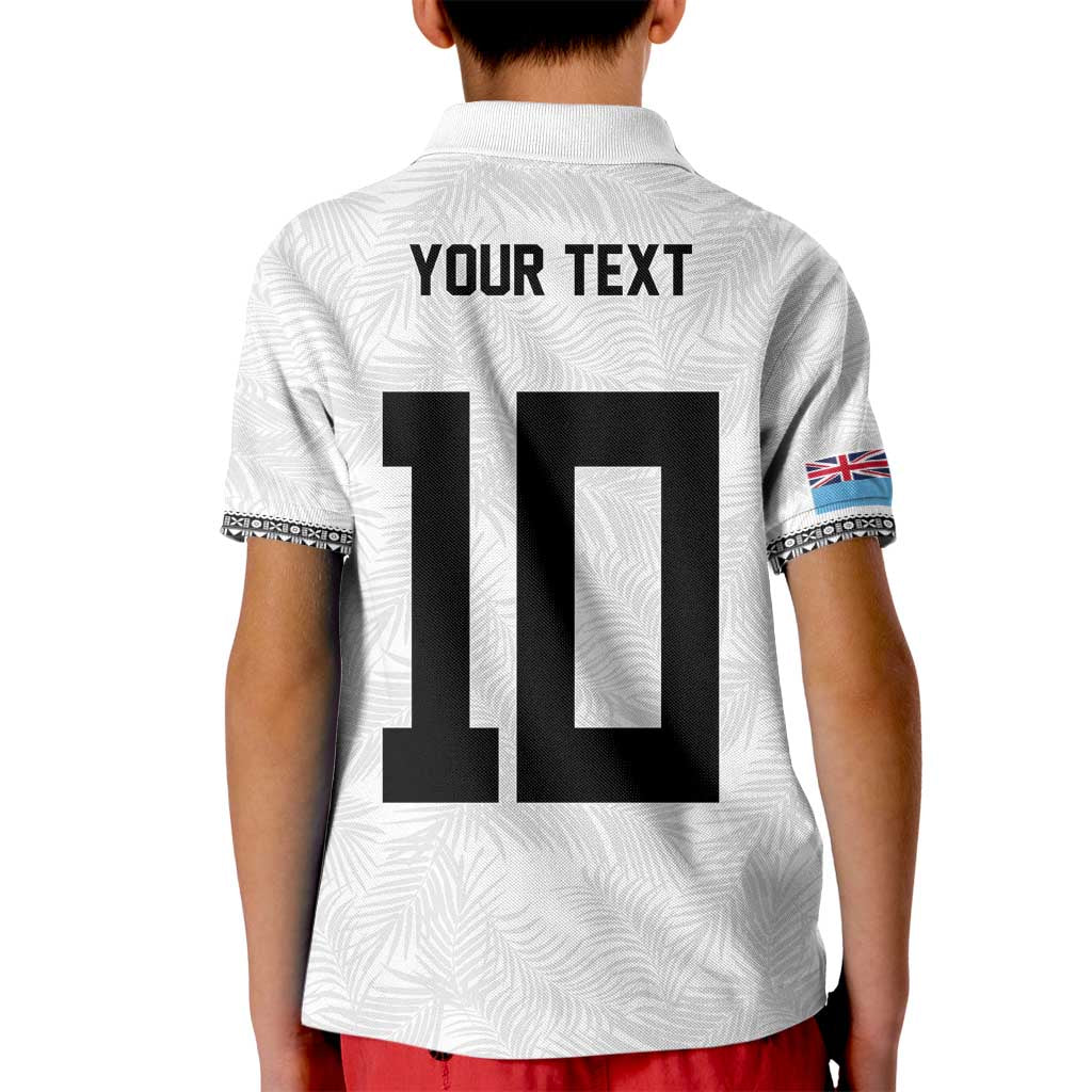 Custom Rugby Fiji Kid Polo Shirt Fijian Masi Tribal Sporty Style White Color - Polynesian Pride