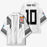 Custom Rugby Fiji Kimono Fijian Masi Tribal Sporty Style White Color - Polynesian Pride