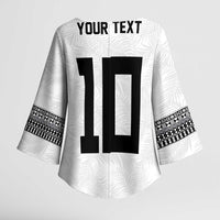 Custom Rugby Fiji Kimono Sleeve Blouse Fijian Masi Tribal Sporty Style White Color - Polynesian Pride