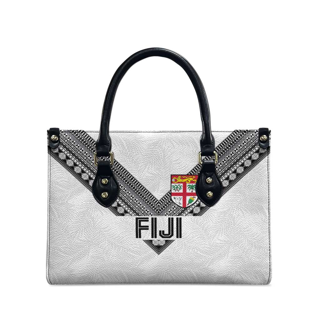 Rugby Fiji Leather Bag Fijian Masi Tribal Sporty Style White Color LT03 - Polynesian Pride