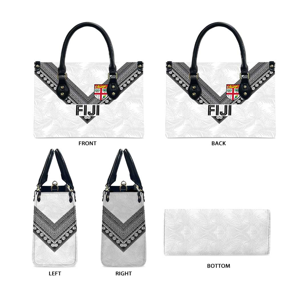 Rugby Fiji Leather Bag Fijian Masi Tribal Sporty Style White Color LT03 - Polynesian Pride