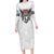 Custom Rugby Fiji Long Sleeve Bodycon Dress Fijian Masi Tribal Sporty Style White Color - Polynesian Pride