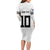 Custom Rugby Fiji Long Sleeve Bodycon Dress Fijian Masi Tribal Sporty Style White Color - Polynesian Pride