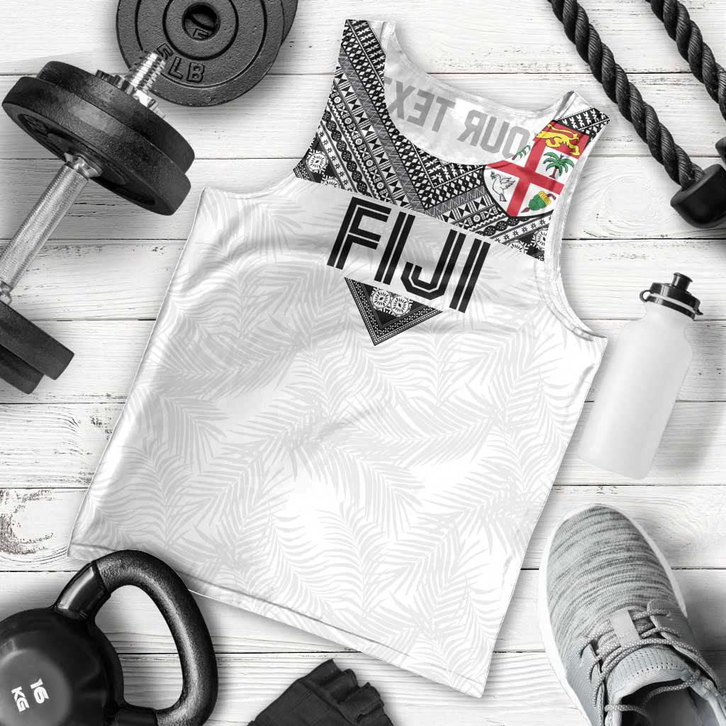Custom Rugby Fiji Men Tank Top Fijian Masi Tribal Sporty Style White Color LT03 - Polynesian Pride