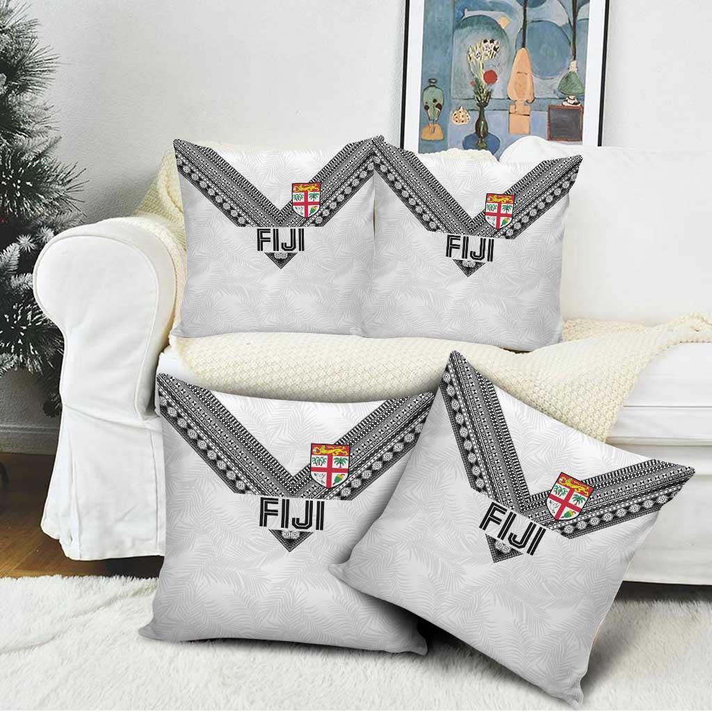 Rugby Fiji Pillow Cover Fijian Masi Tribal Sporty Style White Color LT03 - Polynesian Pride