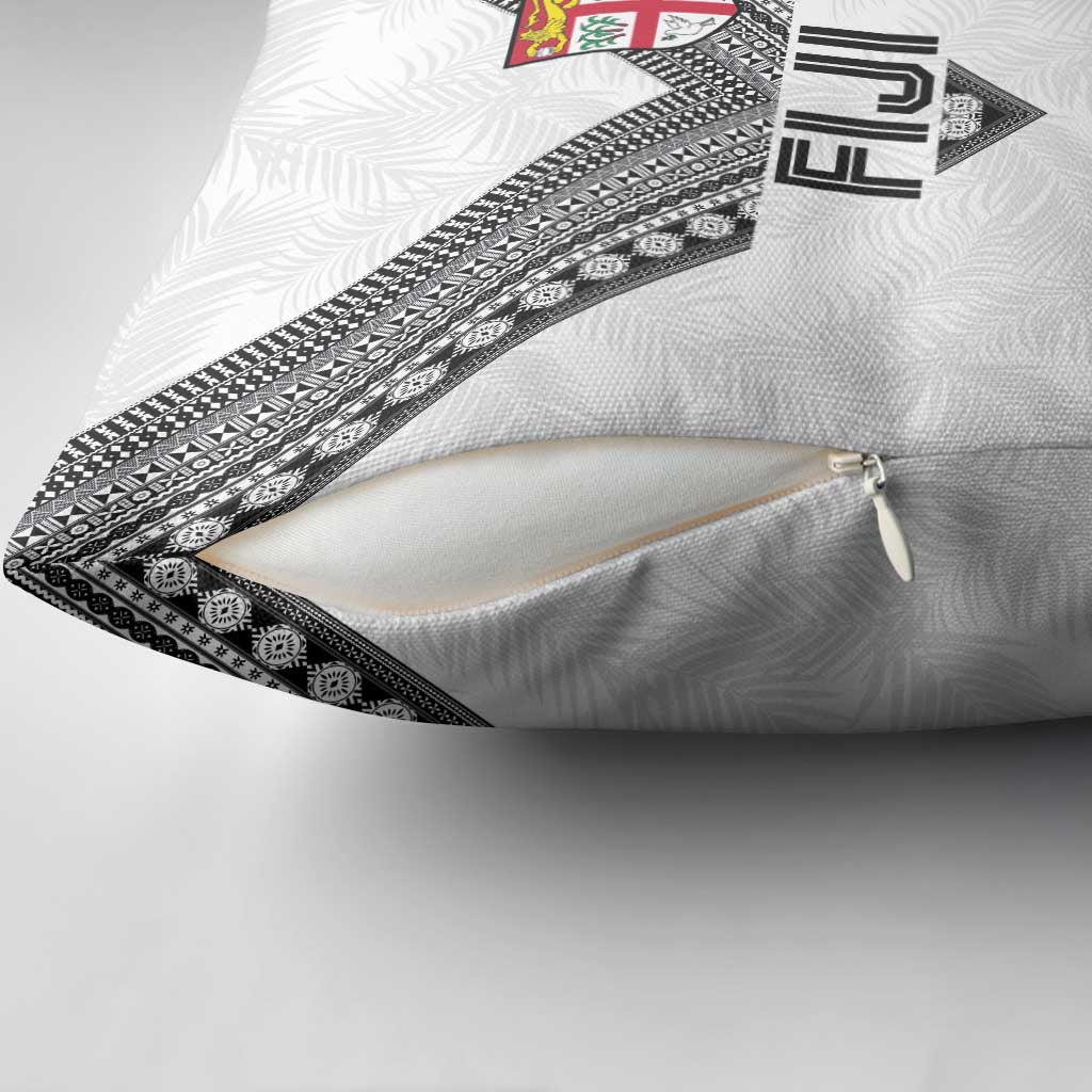 Rugby Fiji Pillow Cover Fijian Masi Tribal Sporty Style White Color LT03 - Polynesian Pride