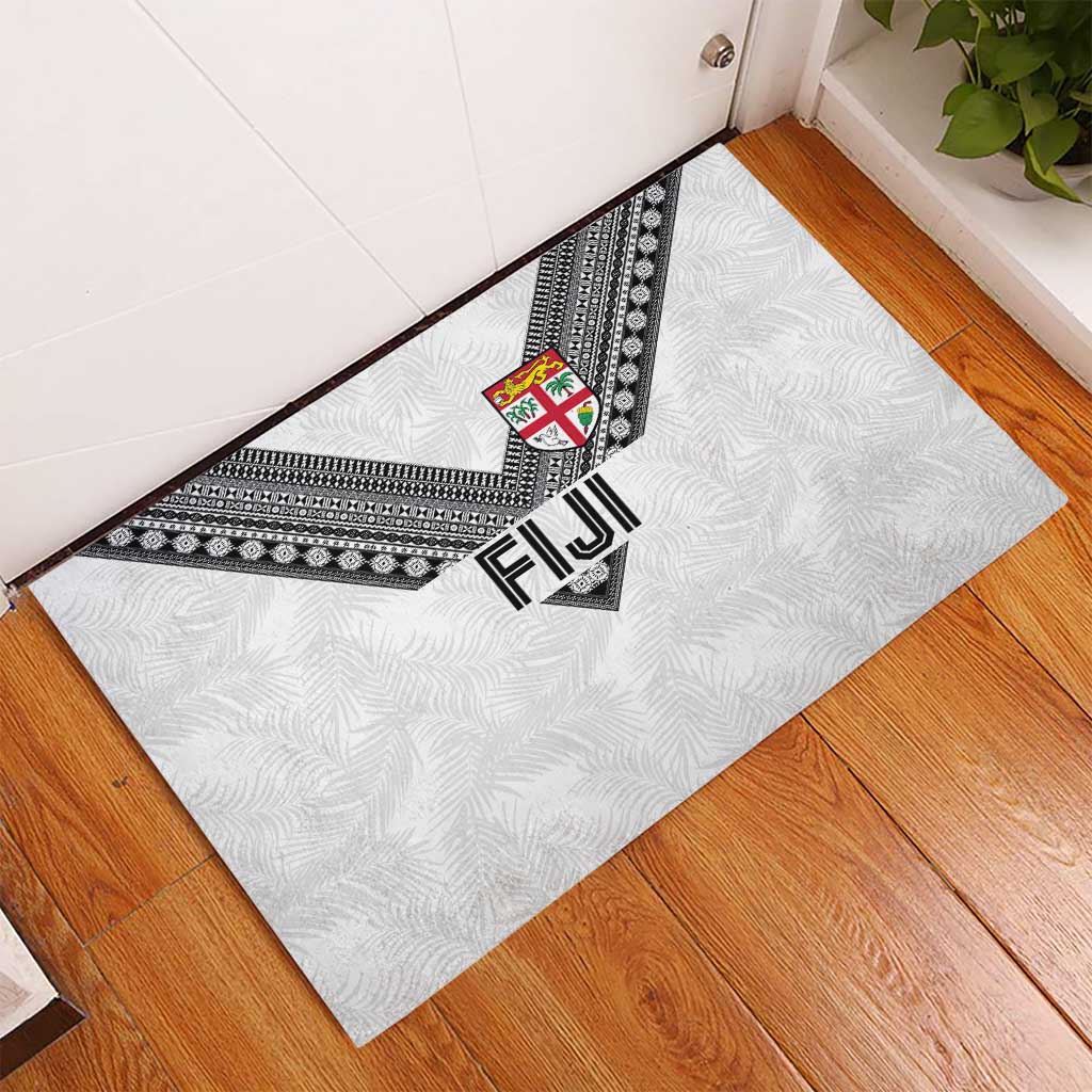 Rugby Fiji Rubber Doormat Fijian Masi Tribal Sporty Style White Color - Polynesian Pride