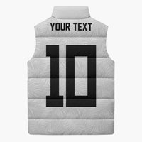 Custom Rugby Fiji Sleeveless Puffer Jacket Fijian Masi Tribal Sporty Style White Color LT03 - Polynesian Pride