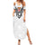 Custom Rugby Fiji Summer Maxi Dress Fijian Masi Tribal Sporty Style White Color - Polynesian Pride