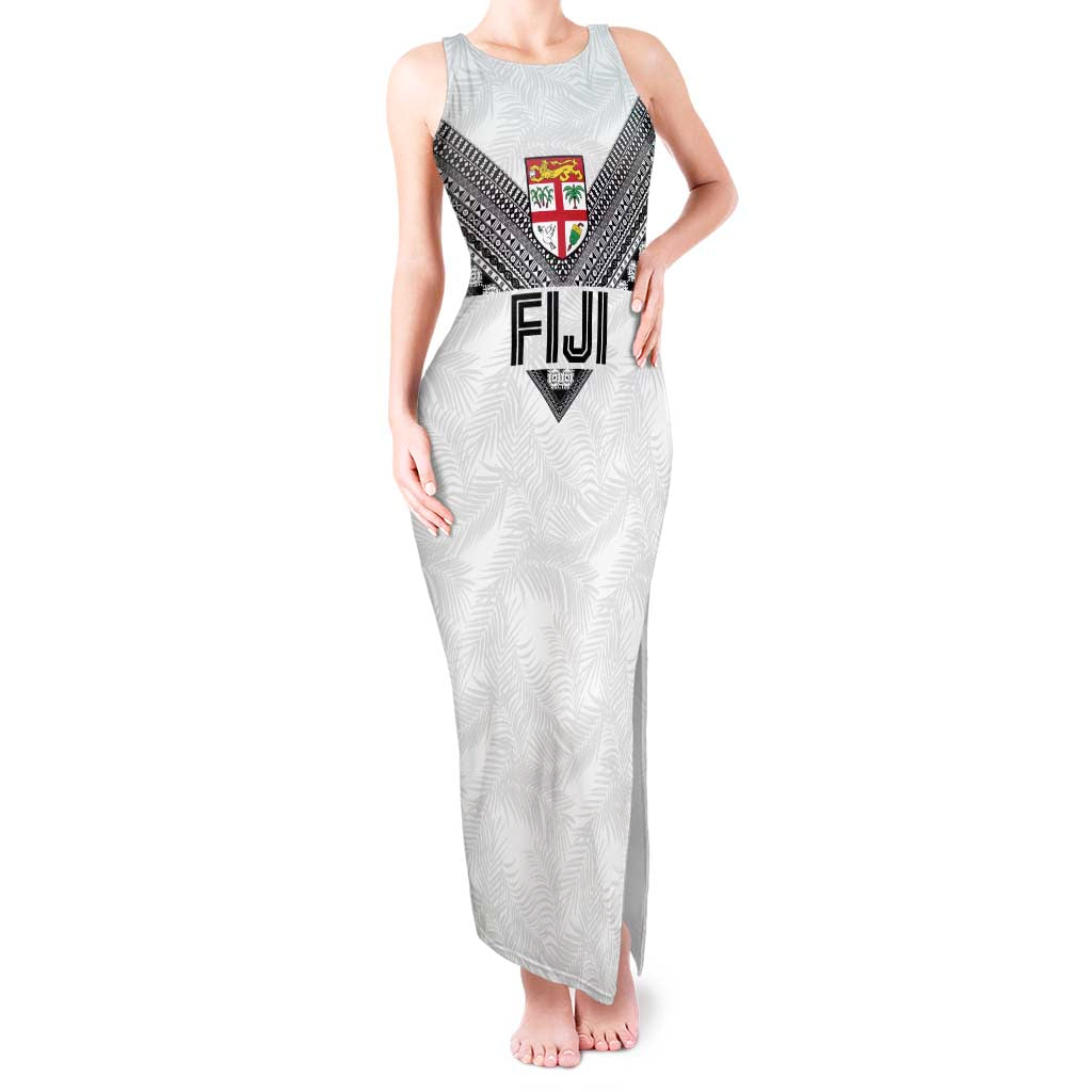 Custom Rugby Fiji Tank Maxi Dress Fijian Masi Tribal Sporty Style White Color - Polynesian Pride