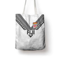 Rugby Fiji Tote Bag Fijian Masi Tribal Sporty Style White Color - Polynesian Pride