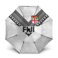 Rugby Fiji Umbrella Fijian Masi Tribal Sporty Style White Color LT03 One Size Folded 11.42 inch Opened Diameter 37.4 inch White - Polynesian Pride