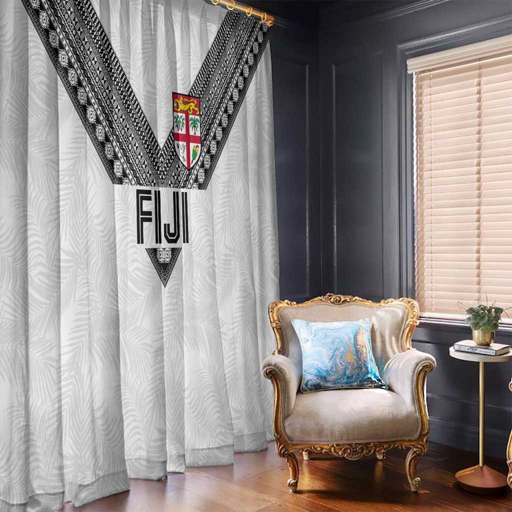 Rugby Fiji Window Curtain Fijian Masi Tribal Sporty Style White Color - Polynesian Pride