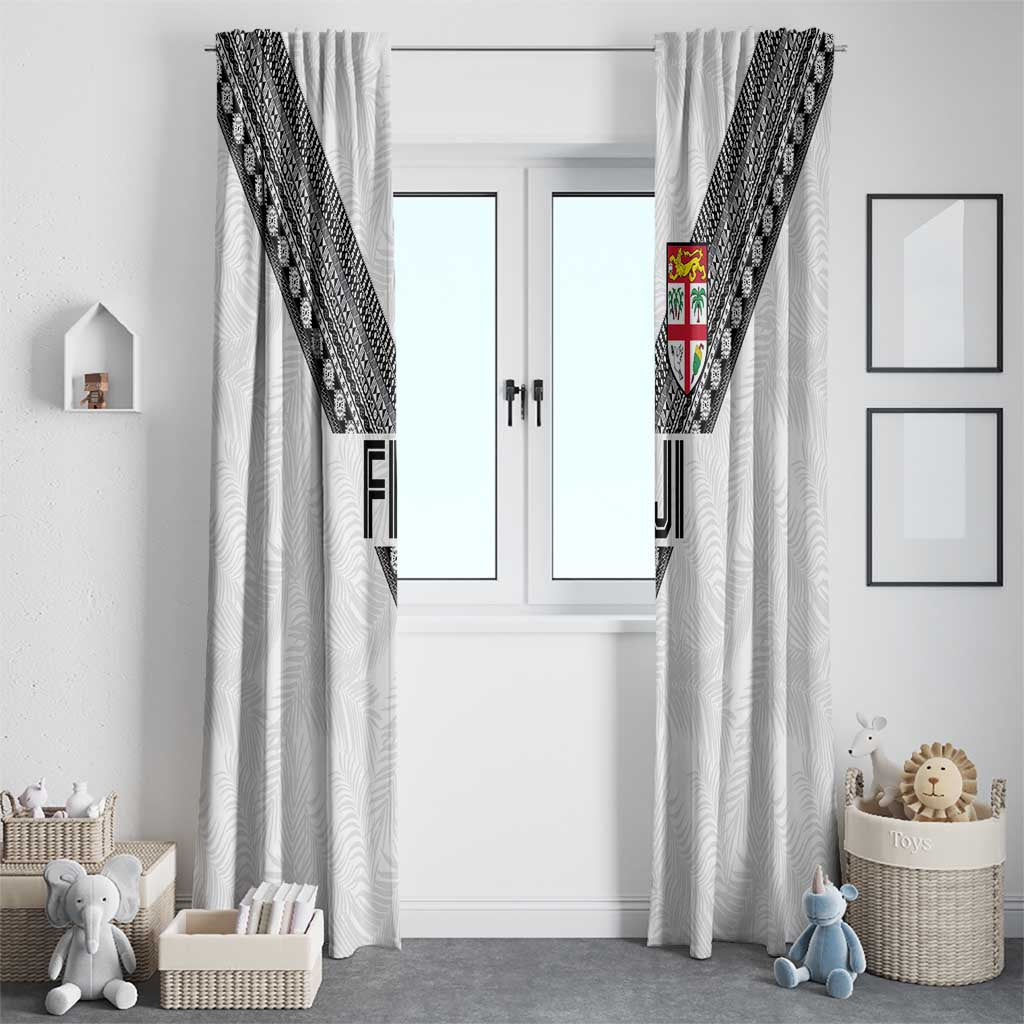 Rugby Fiji Window Curtain Fijian Masi Tribal Sporty Style White Color - Polynesian Pride