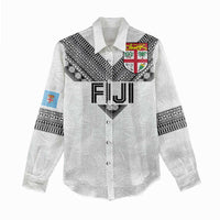 Custom Rugby Fiji Women Casual Shirt Fijian Masi Tribal Sporty Style White Color LT03 - Polynesian Pride