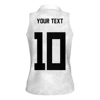 Custom Rugby Fiji Women Sleeveless Polo Shirt Fijian Masi Tribal Sporty Style White Color - Polynesian Pride