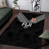 Rugby Fiji Area Rug Fijian Masi Tribal Sporty Style Black Color - Polynesian Pride