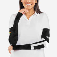 Custom Rugby Fiji Arm Sleeves Fijian Masi Tribal Sporty Style Black Color - Polynesian Pride