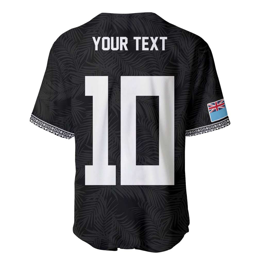 Custom Rugby Fiji Baseball Jersey Fijian Masi Tribal Sporty Style Black Color LT03 - Polynesian Pride