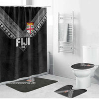 Rugby Fiji Bathroom Set Fijian Masi Tribal Sporty Style Black Color - Polynesian Pride