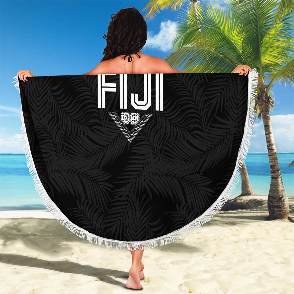 Rugby Fiji Beach Blanket Fijian Masi Tribal Sporty Style Black Color - Polynesian Pride