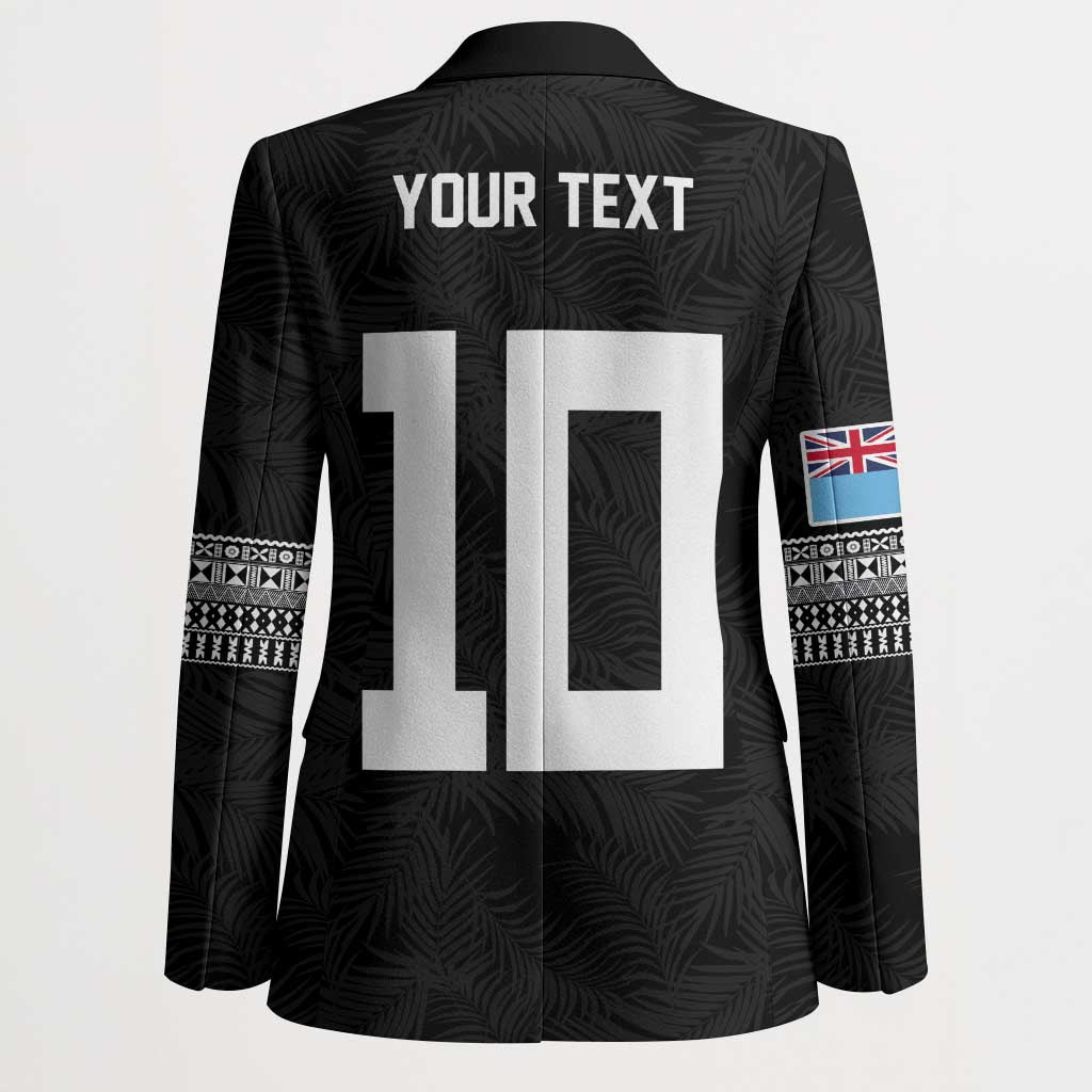 Custom Rugby Fiji Blazer Fijian Masi Tribal Sporty Style Black Color - Polynesian Pride