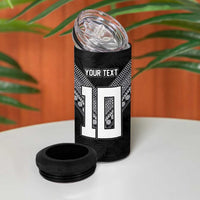Custom Rugby Fiji 4 in 1 Can Cooler Tumbler Fijian Masi Tribal Sporty Style Black Color - Polynesian Pride