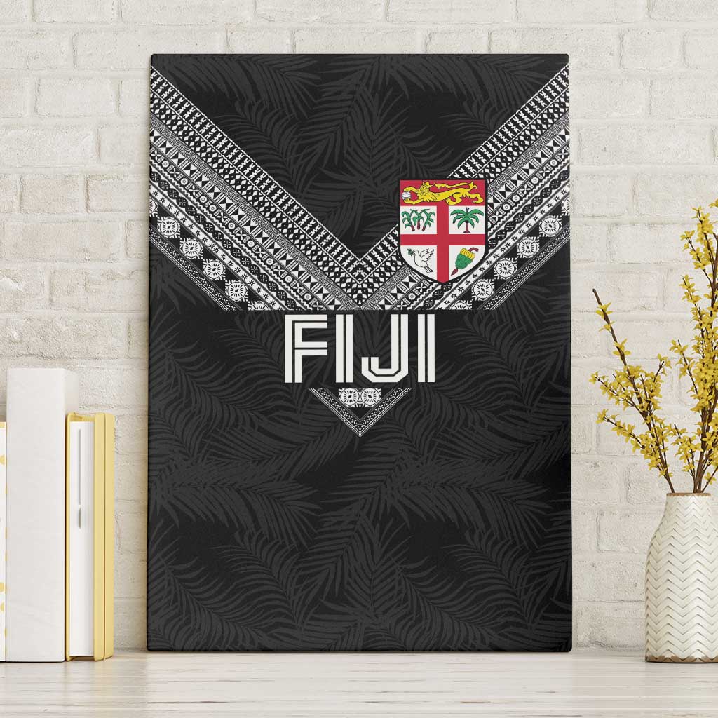 Rugby Fiji Canvas Wall Art Fijian Masi Tribal Sporty Style Black Color - Polynesian Pride