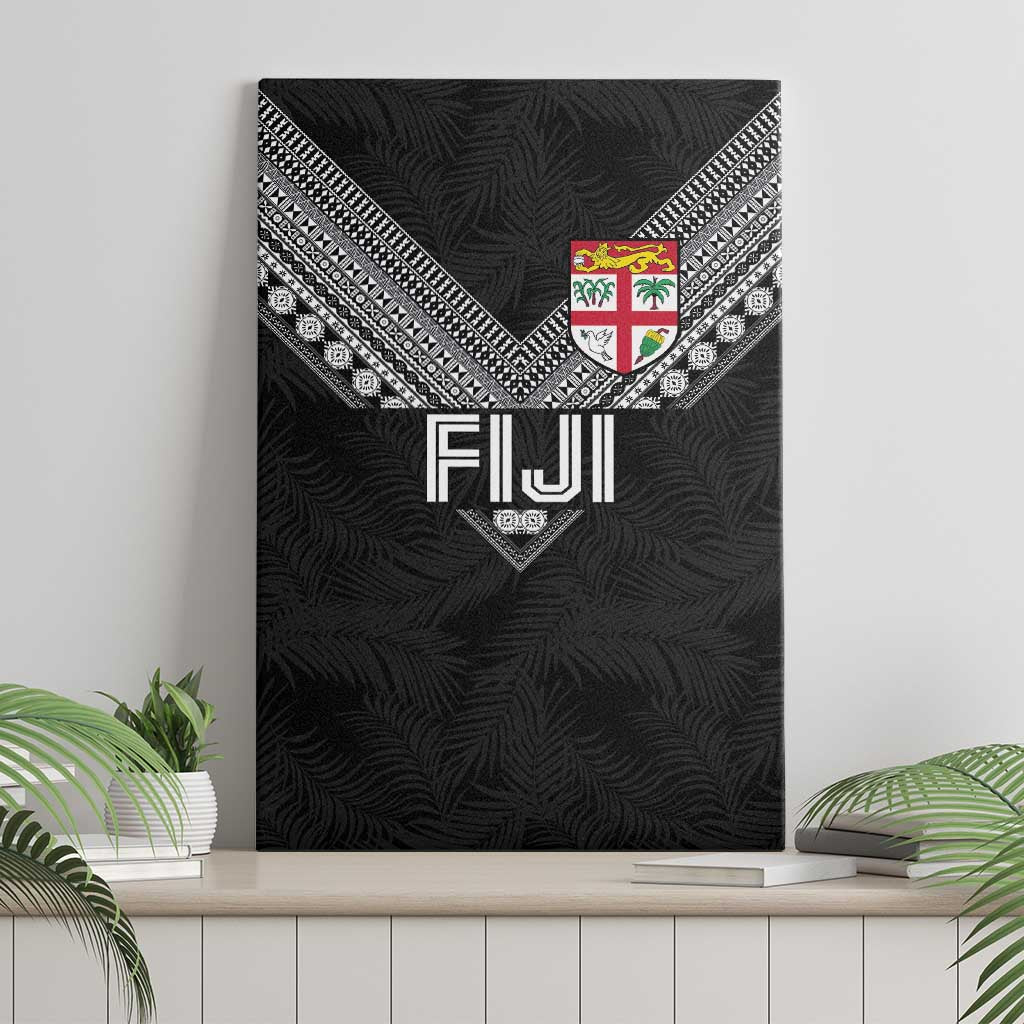 Rugby Fiji Canvas Wall Art Fijian Masi Tribal Sporty Style Black Color - Polynesian Pride