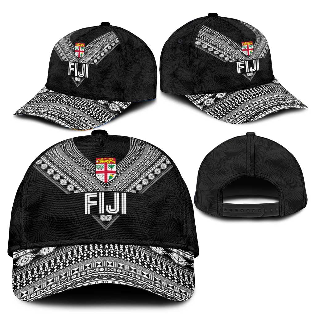 Rugby Fiji Classic Cap Fijian Masi Tribal Sporty Style Black Color - Polynesian Pride