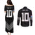 Custom Rugby Fiji Couples Matching Puletasi and Long Sleeve Button Shirt Fijian Masi Tribal Sporty Style Black Color - Polynesian Pride