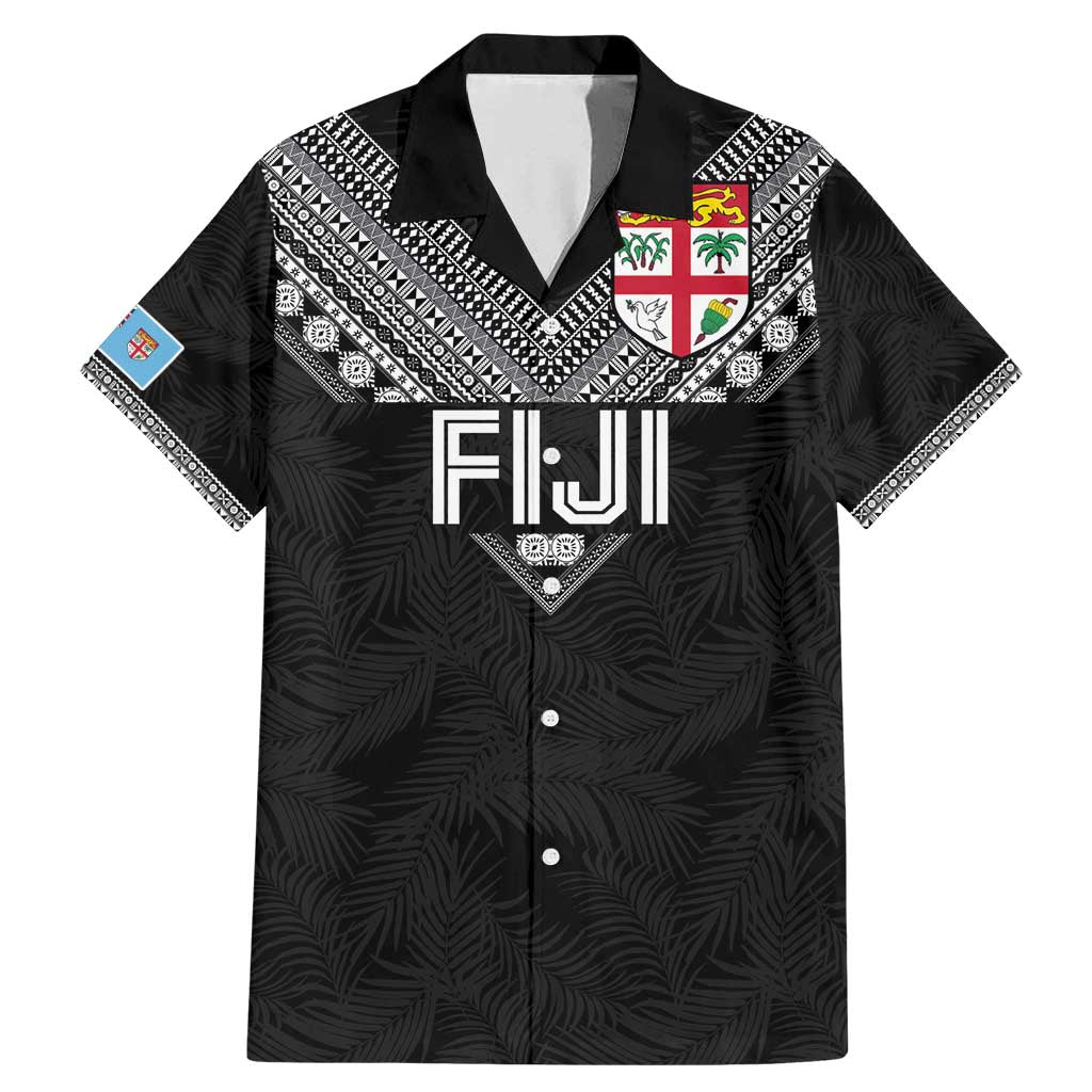 Custom Rugby Fiji Family Matching Mermaid Dress and Hawaiian Shirt Fijian Masi Tribal Sporty Style Black Color - Polynesian Pride